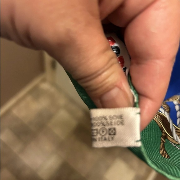 Rodier Paris Silk Scarf with Nautical Print in Blue and Green - Picture 4 of 15